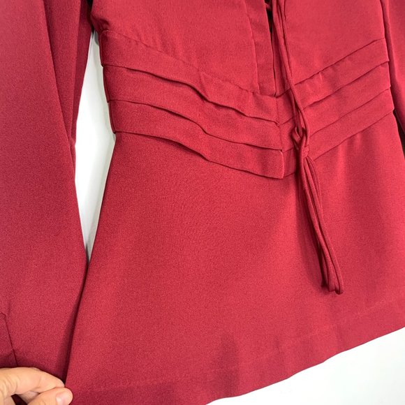 NWT IRO Luana Lace-front Crepe Top In Wine Sz M‎ - Picture 4 of 11